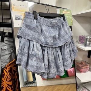 LoveShackFancy Light Blue Ruffled Skirt